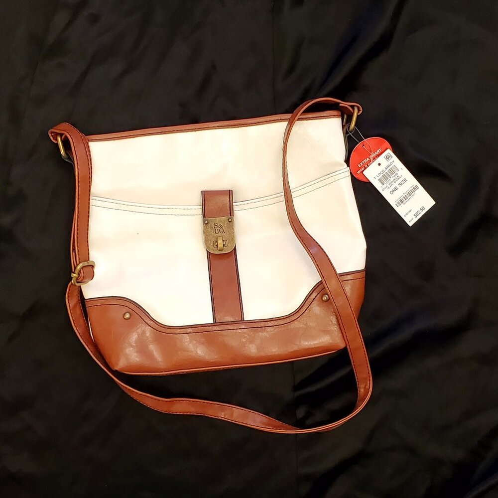S&CO. Cream and Whiskey Brown Purse